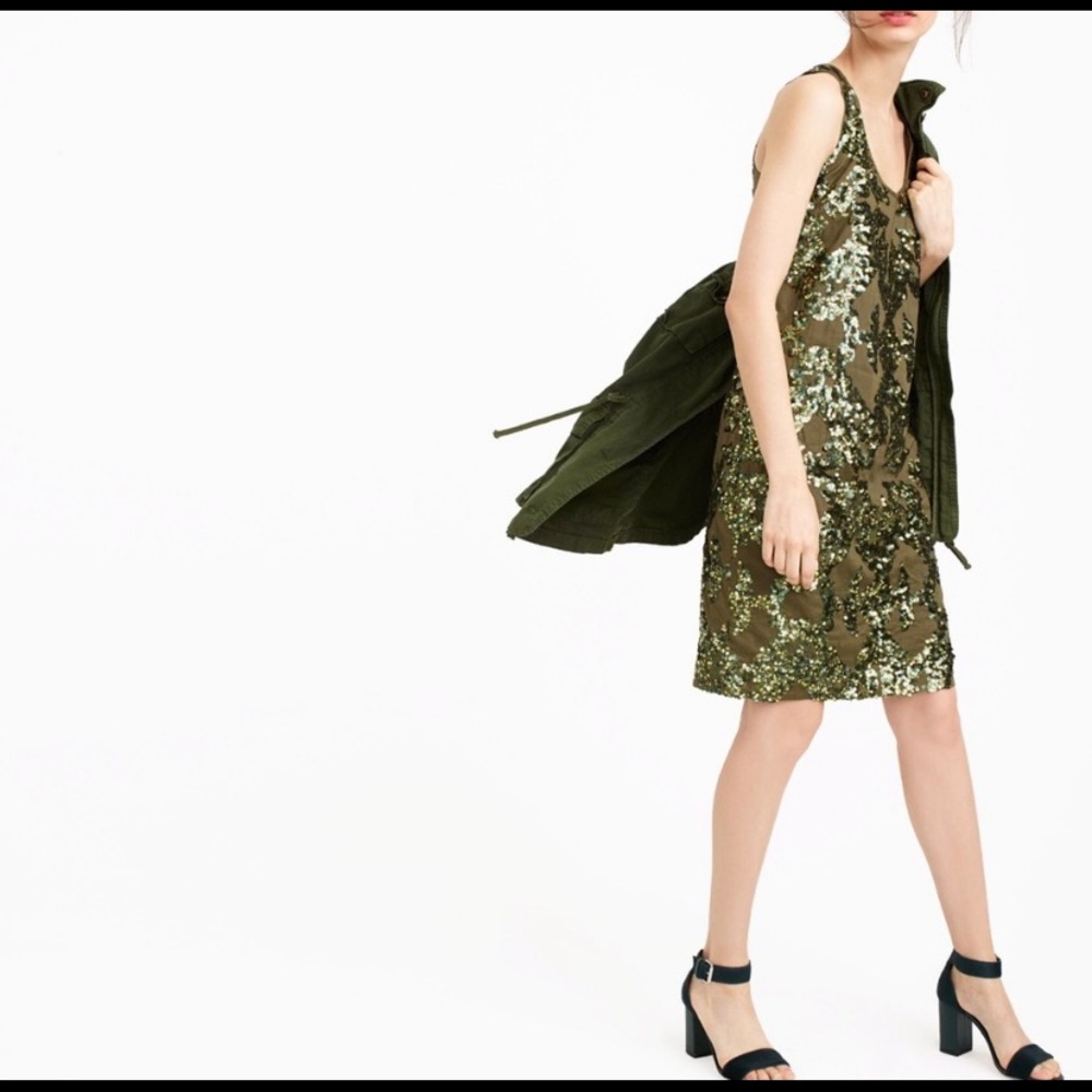 J Crew Forest Green Sequin Dress